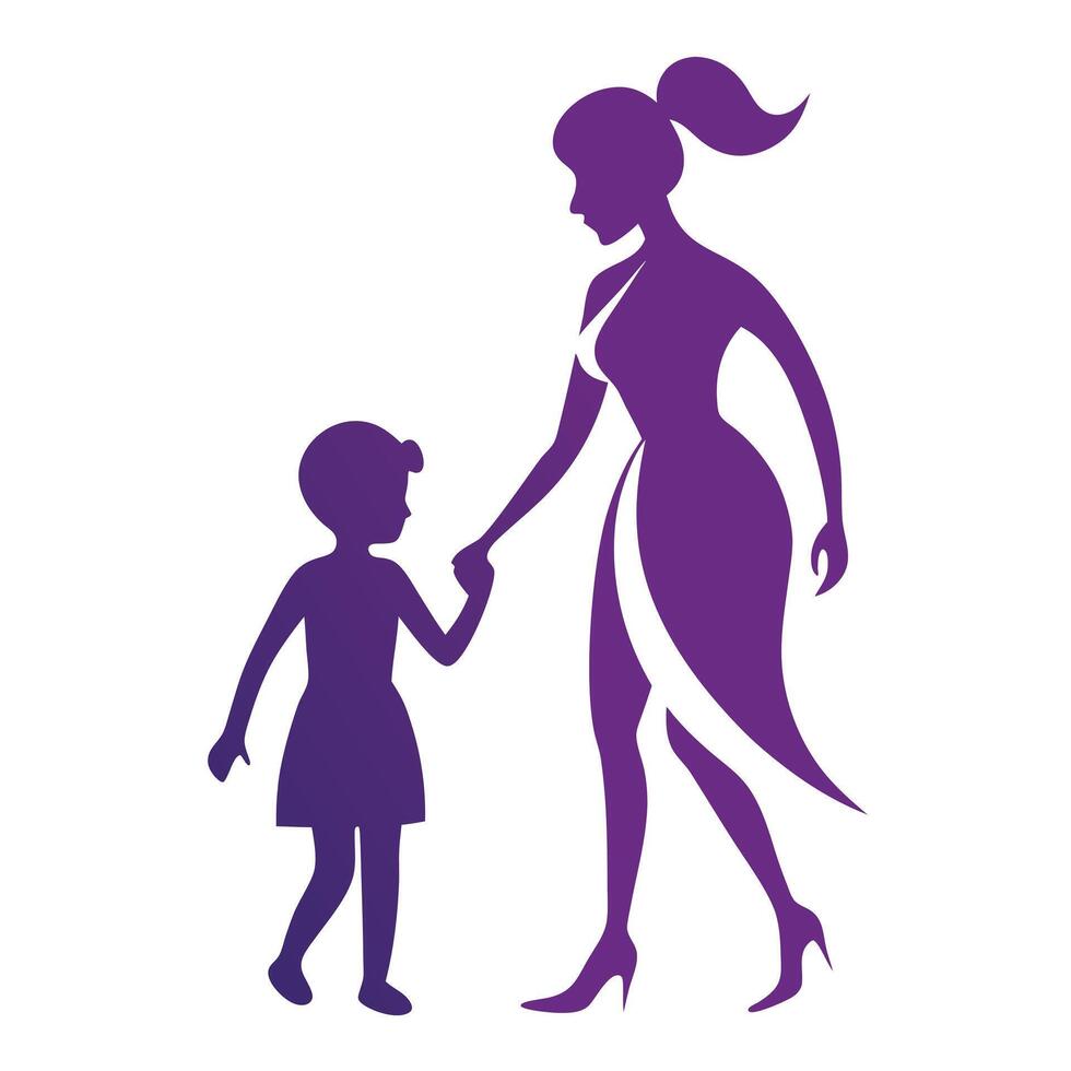 mother and child silhouette vector
