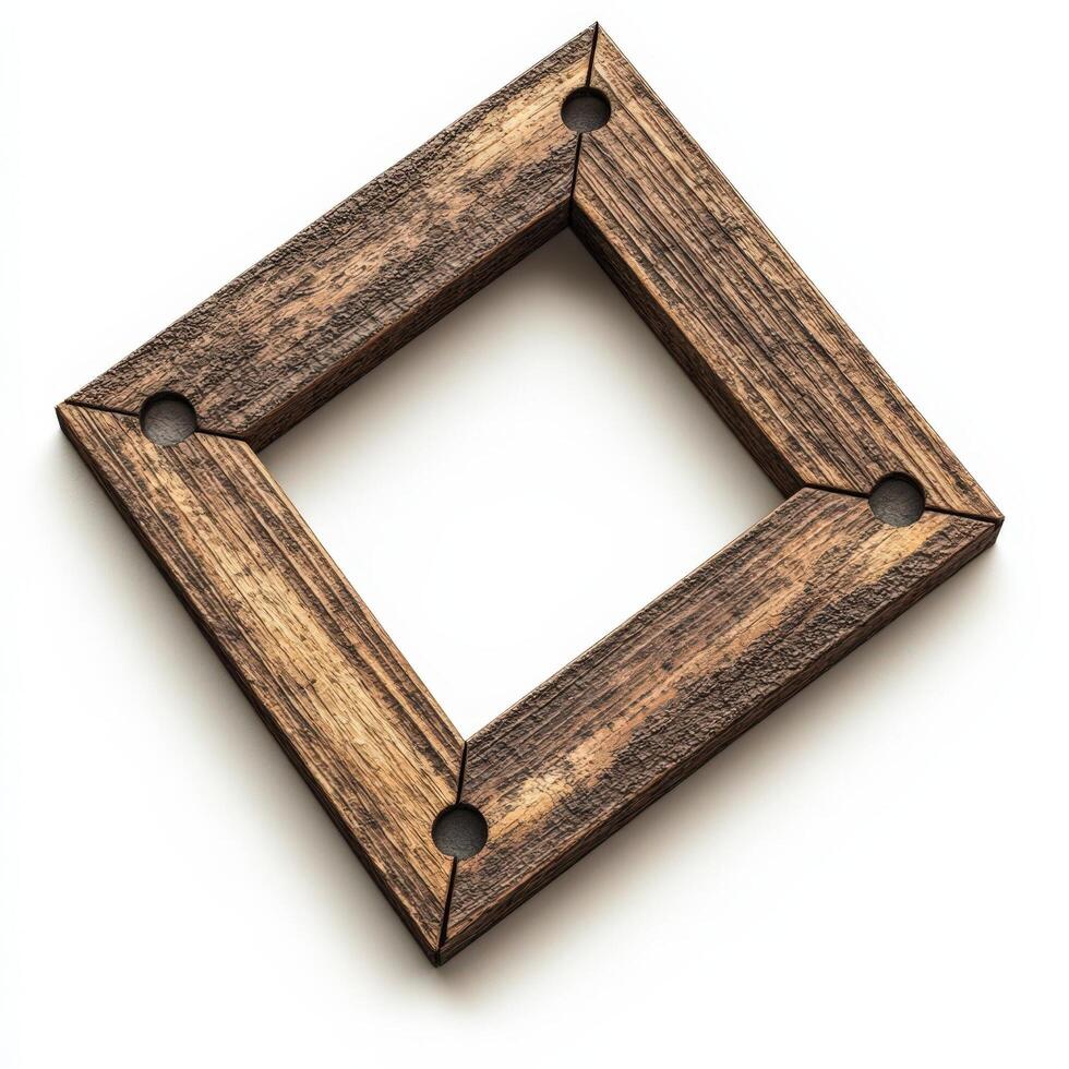 Rustic Wooden Square Frame With Corner Holes photo