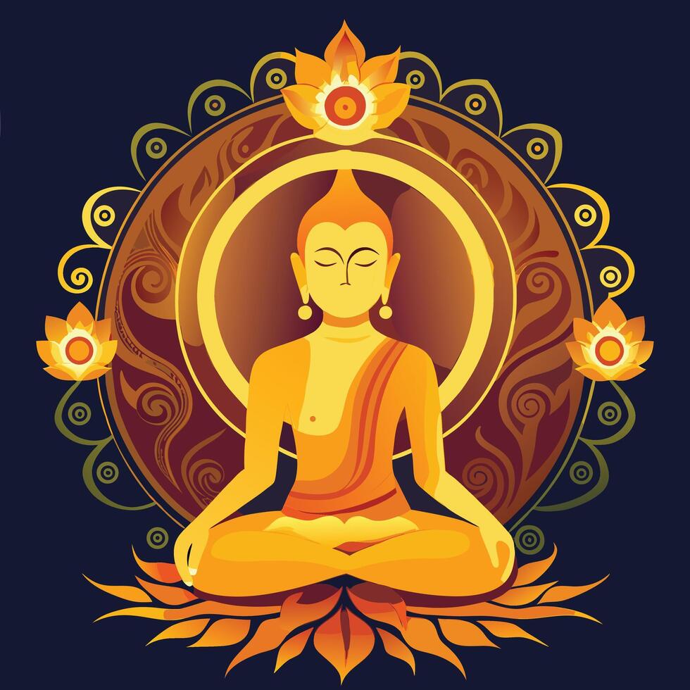 the buddha is sitting in lotus position vector
