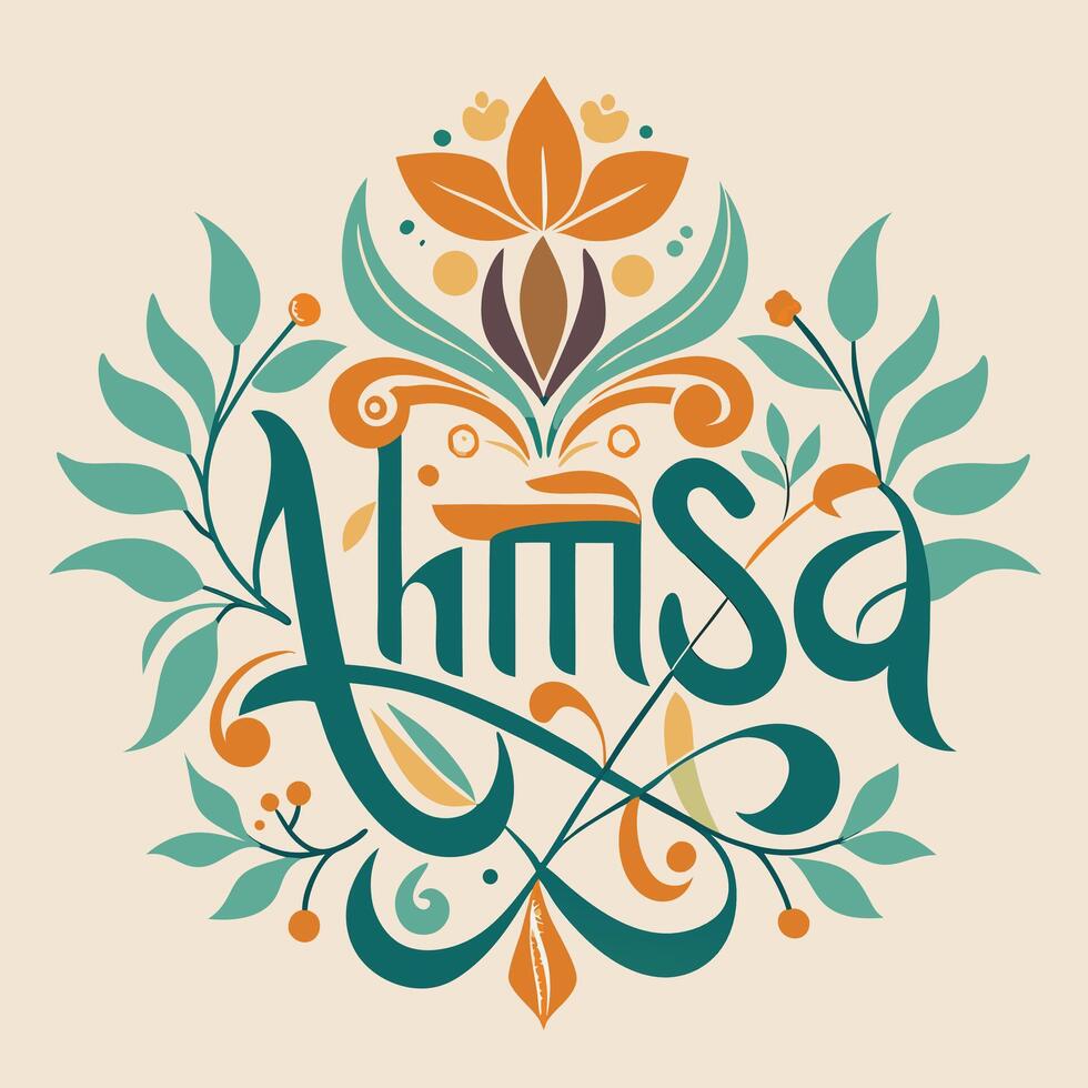 the word amma is written in a floral design vector