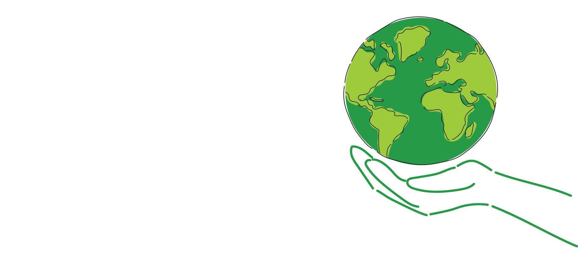 save earth template background, earth globe with open hand save with copyspace illustration, green earth globe symbol,Earth in Hand,Earth Awareness Art, green earth globe World Protection Symbol vector