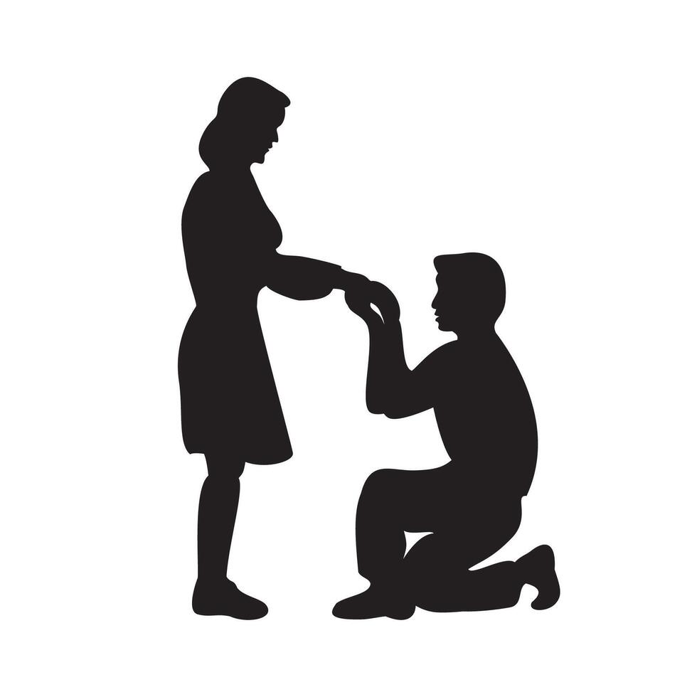 couple propose silhouette design. engagement sign and symbol. vector