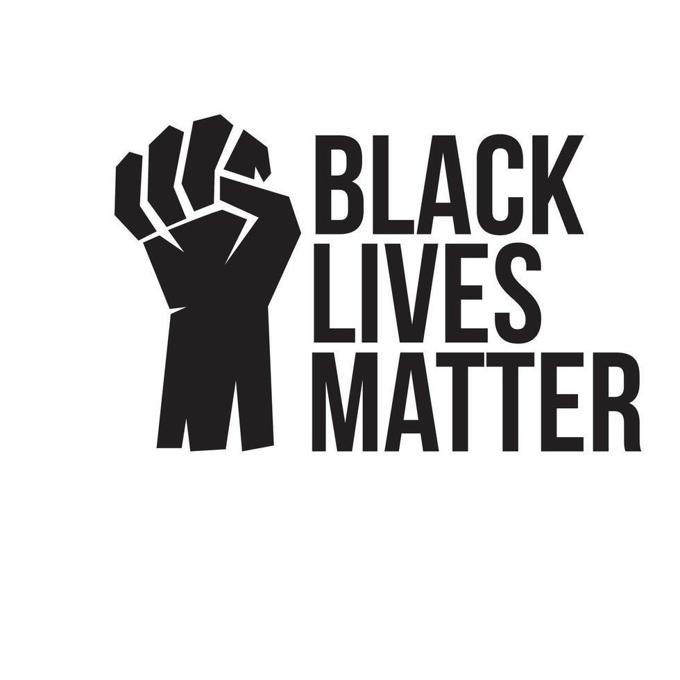 black lives matter typography design with fist hand vector