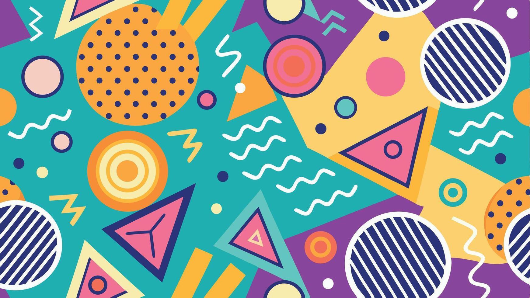 Retro Memphis Geometric Seamless Pattern 80s 90s Style Abstract Background vector