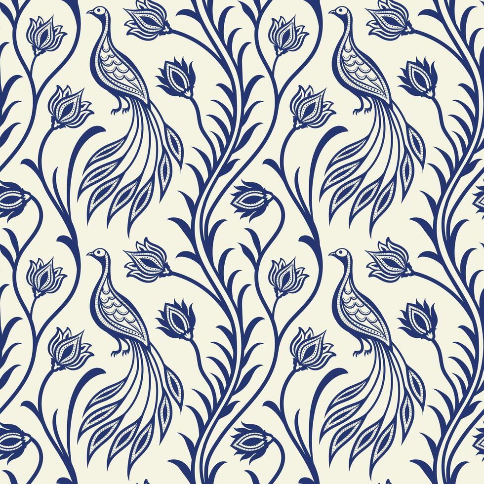 peacock seamless pattern element. Classical luxury old fashioned damask ornament, seamless texture for wallpapers, textile, wrapping. Exquisite floral baroque template. vector