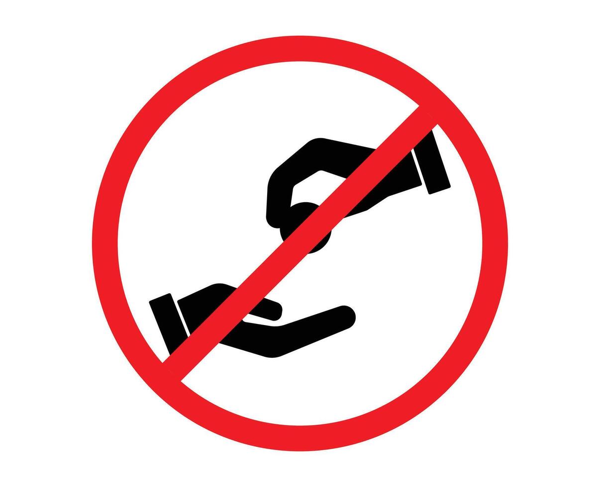 symbol of forbidden to give money to beggars. Hand holding coin sign. hand give coin sign. no beggar vector