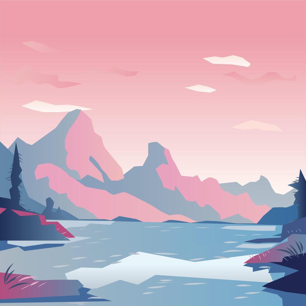 Mountain View and Sea Illustration vector