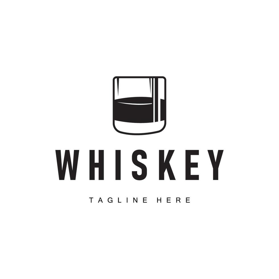 old retro vintage design with whiskey logo, bar drink with simple concept vector
