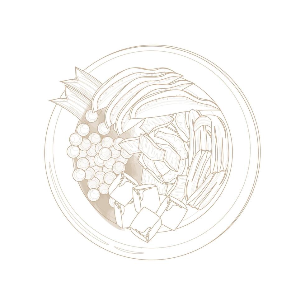Illustration logo Line art Top View Es Teler Sup Buah or Es oyen vector