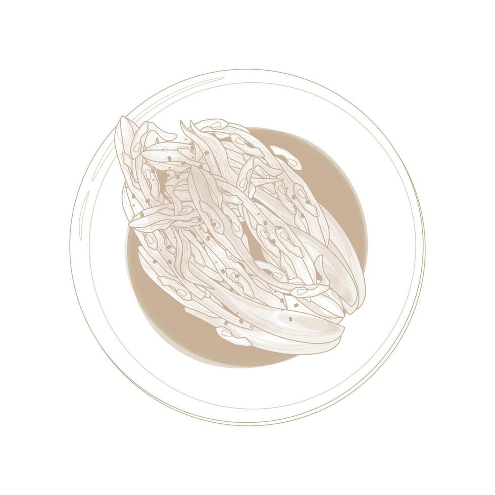 Illustration Logo Line art Top View Mustard Kimchi or Gat Kimchi vector