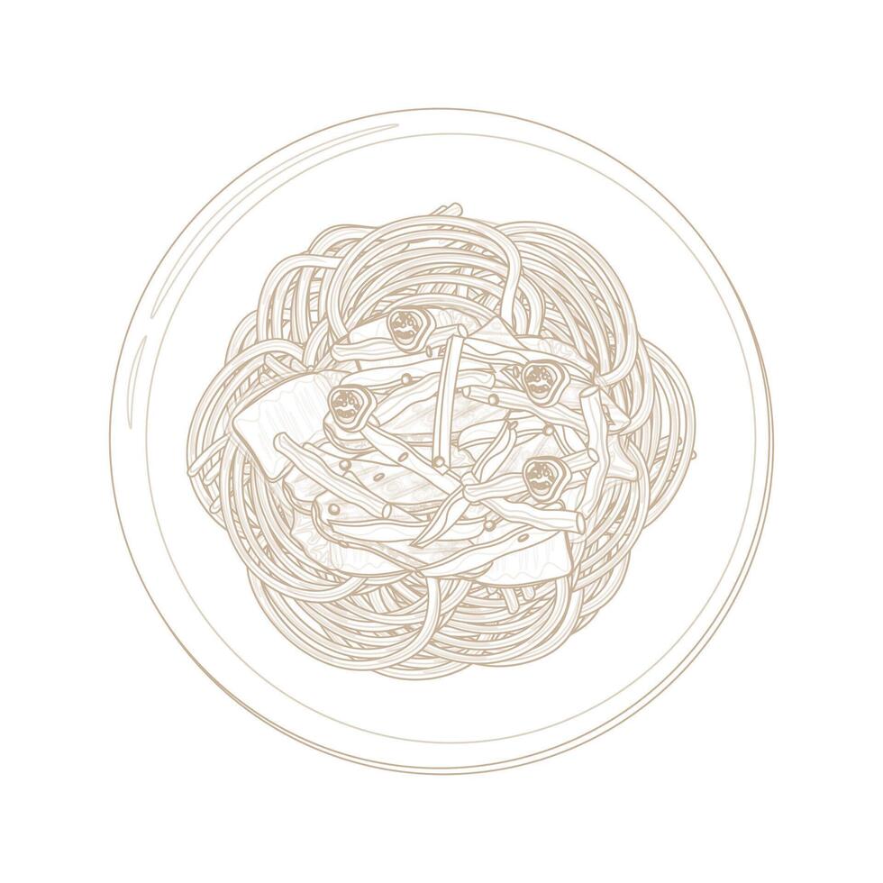 Illustration Logo Line art Laghman Uyghur noodles vector
