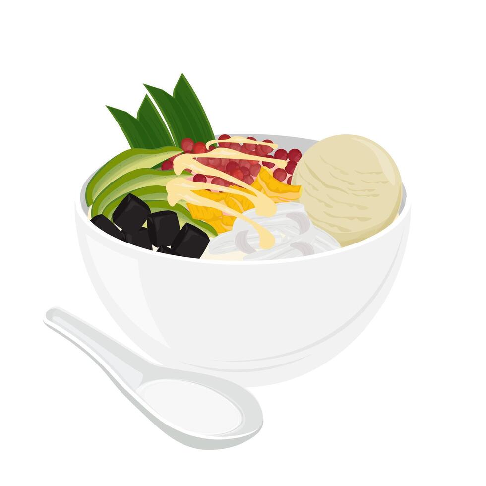 Illustration Logo Clipart Indonesian Dessert Es Teler or Es oyen on a Bowl vector