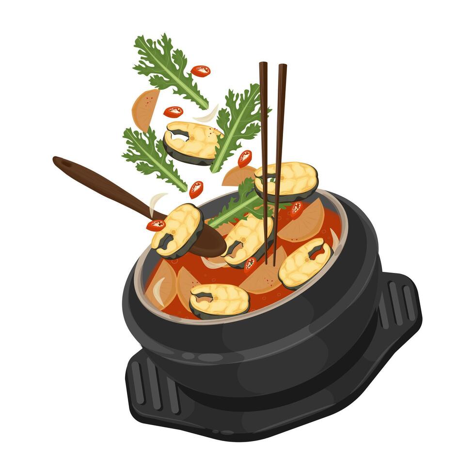 Illustration Logo Clipart Levitation Maeuntang on a Ttukbaegi vector