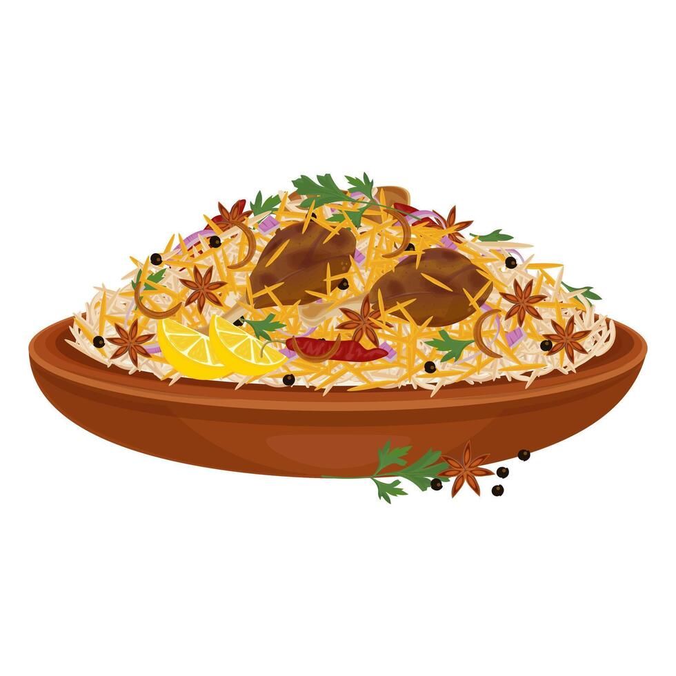 Illustration logo Clipart Hyderabadi Biryani or Chicken Biryani vector