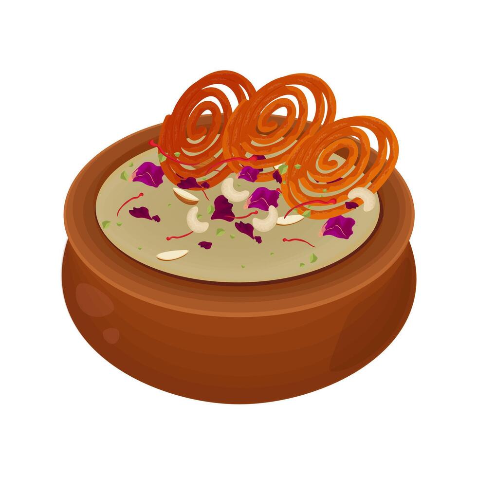 Illustration Logo Clipart Sweet Jalebi on a Rabdi or Rabri vector