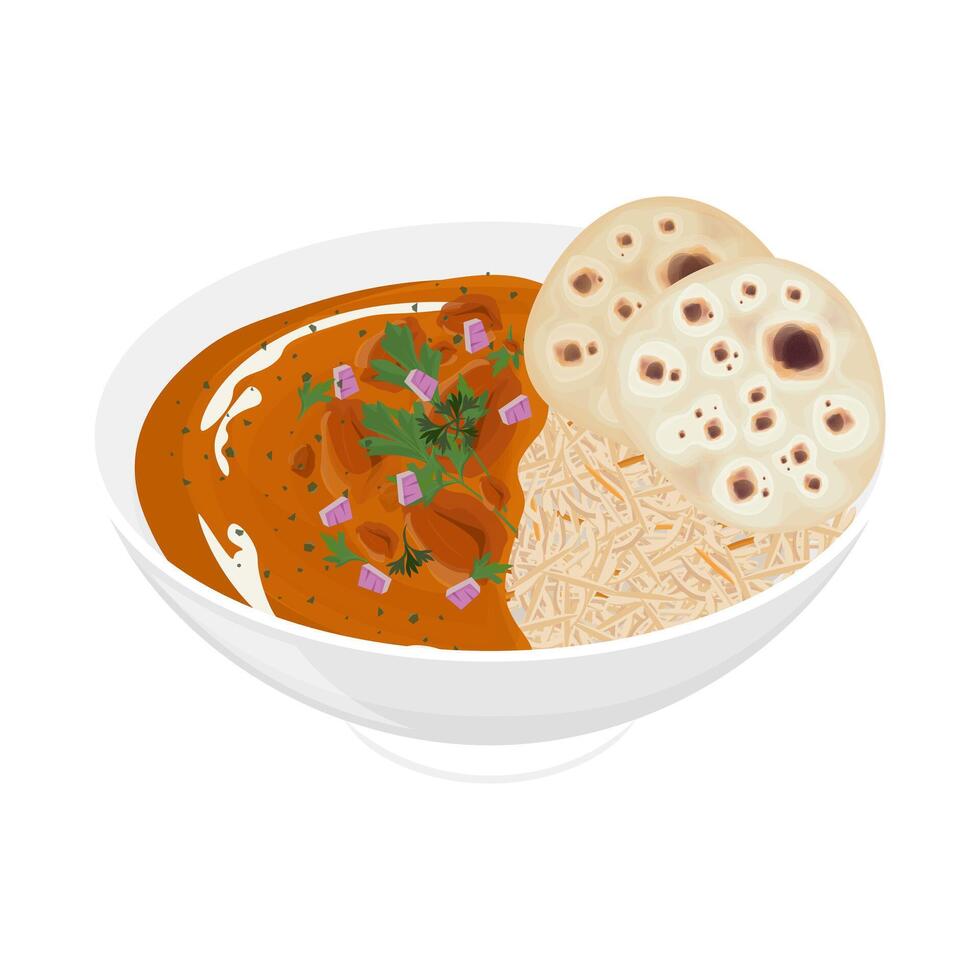 Illustration Logo Clipart Delicious Chicken Tikka Masala or Indian Butter Chicken with Tikka Masala vector