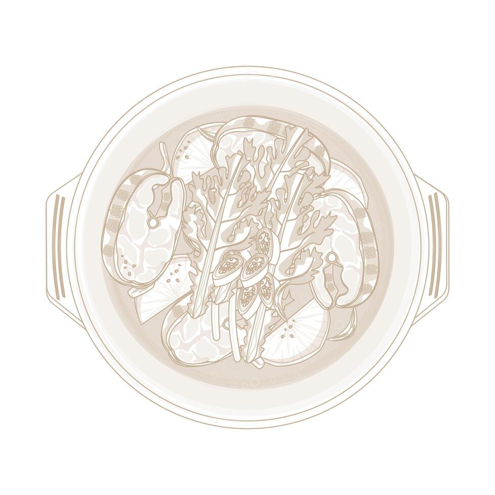 Illustration Logo Clipart Top View Maeuntang on a Ttukbaegi vector