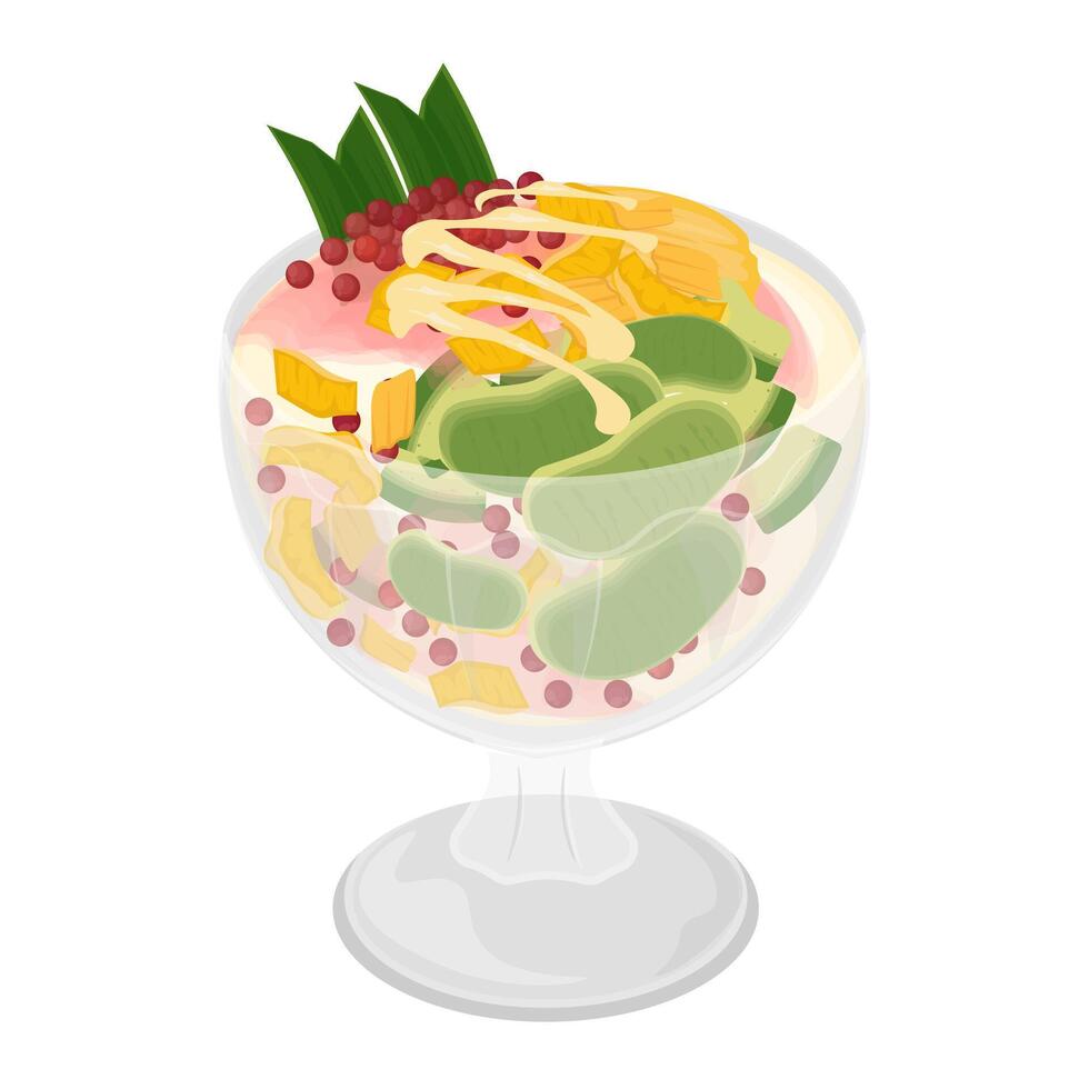 Illustration Logo Clipart Delicious Indonesian Dessert Es Teler Es Oyen or Sup Buah vector