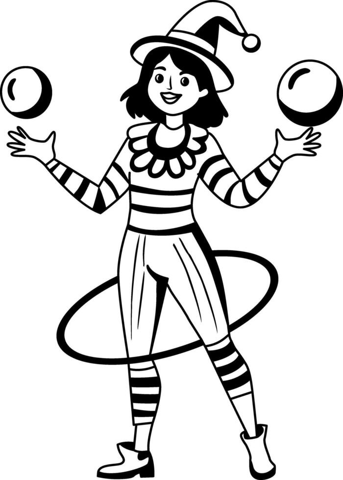 Mime girl character illustration in glyph style vector