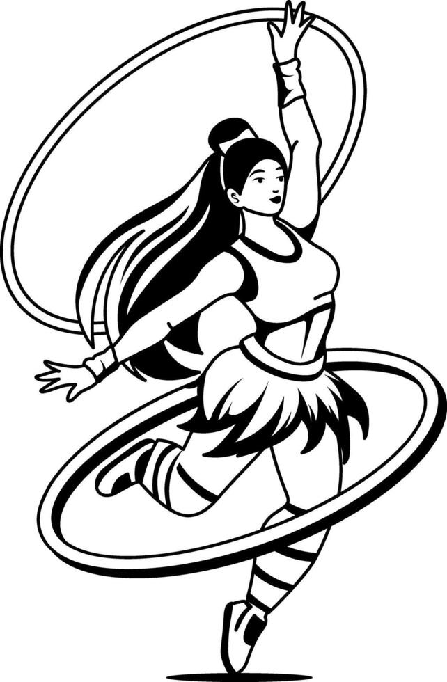 A glyph illustration of circus hoop dancer vector