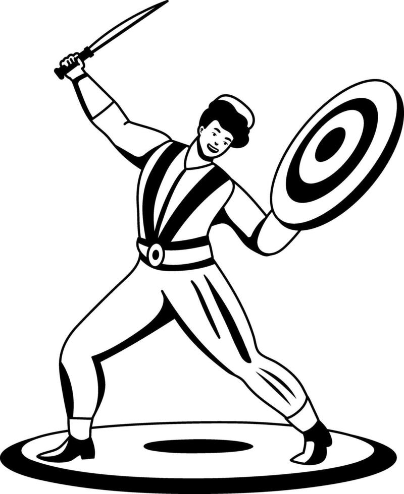 A glyph illustration of a knife thrower character vector