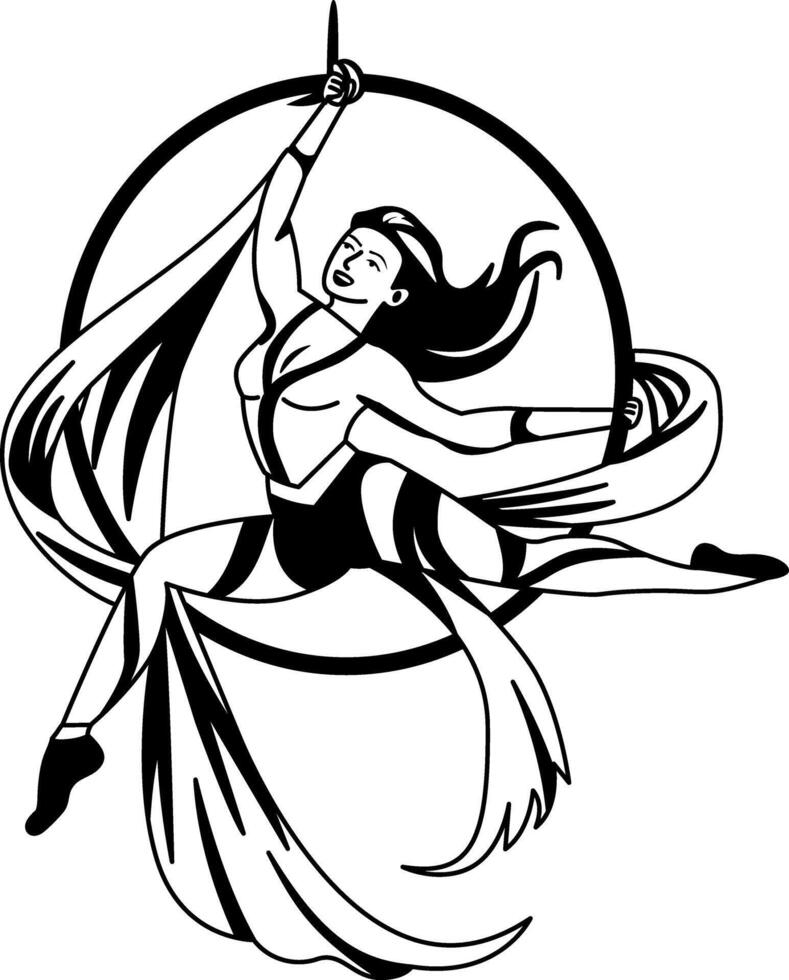 A glyph illustration of a girl doing beautiful aerial performance vector