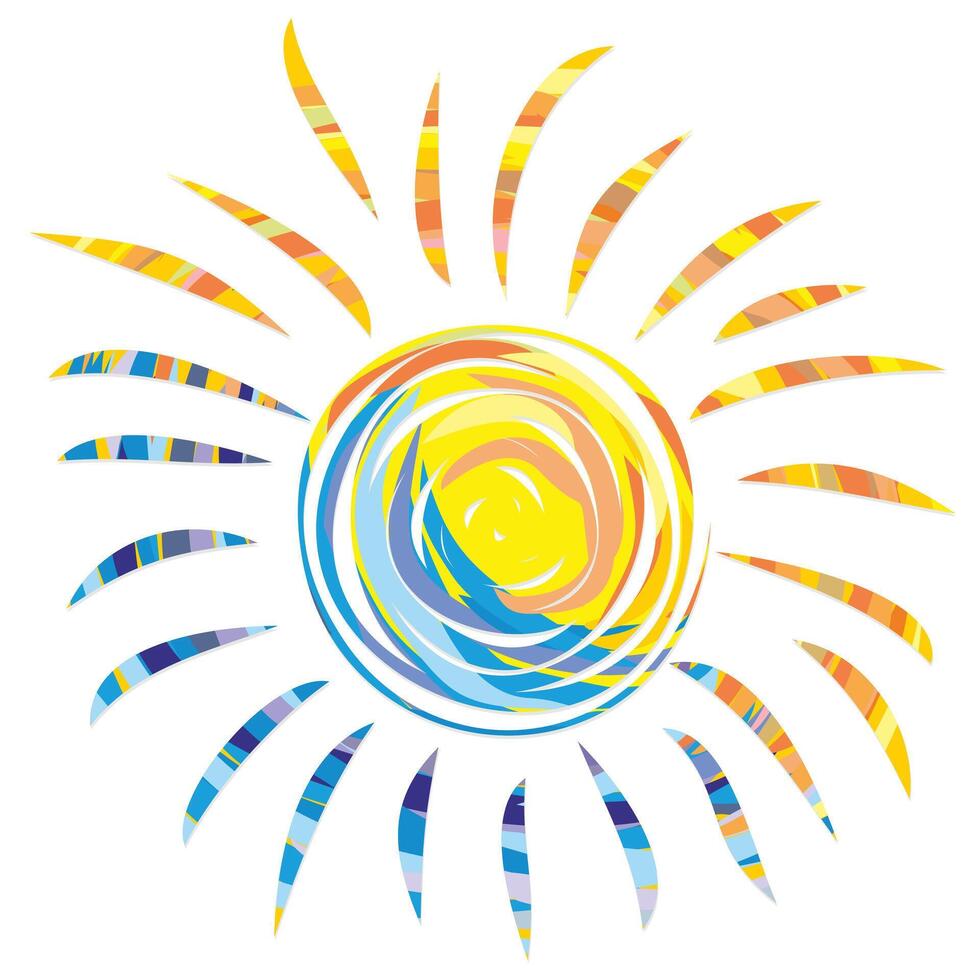 Sun dawn logo in the sea. vector