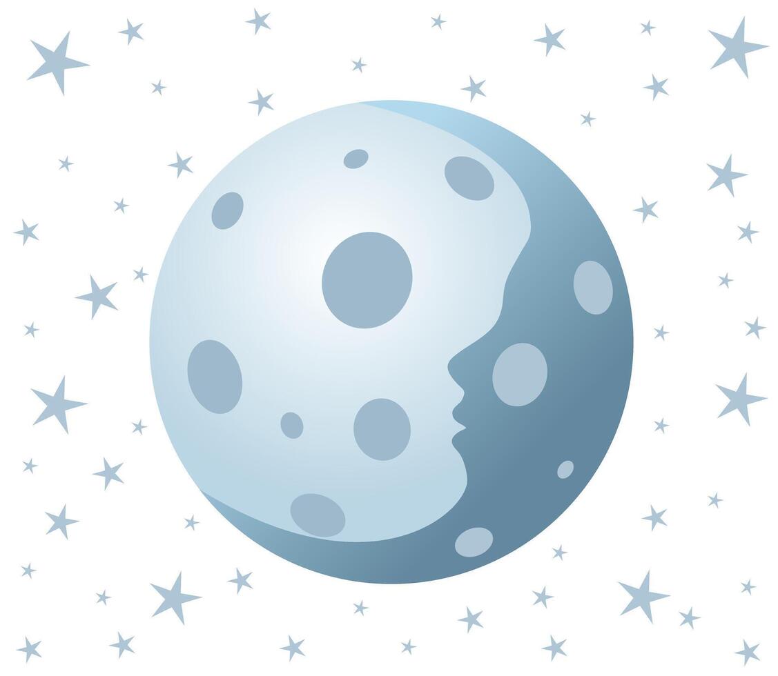 The star sky with the blue moon. vector