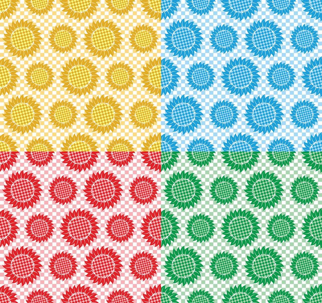 Seamless backgrounds with bright sunflowers. vector