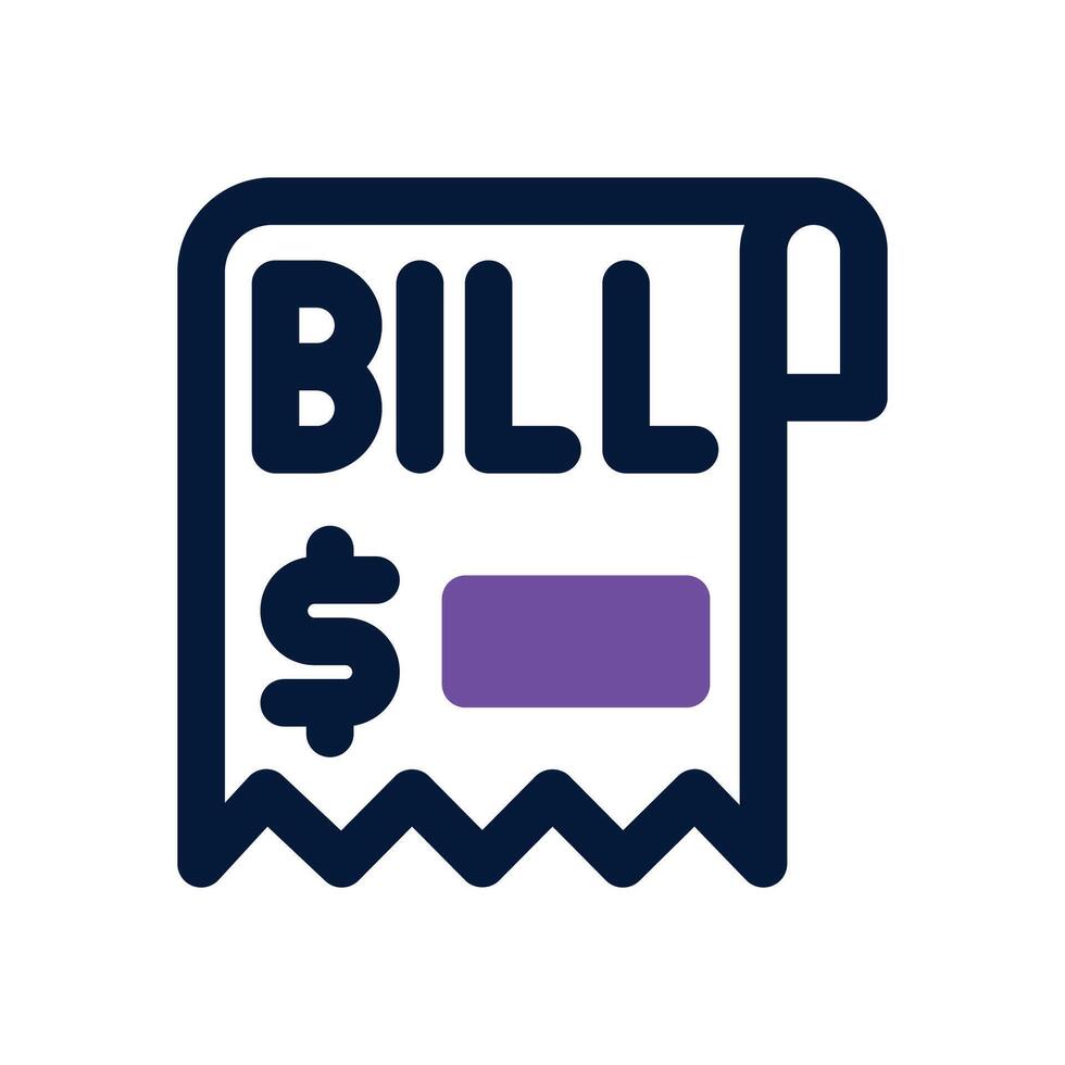 bill dual tone icon. Sleek and modern icon for websites and mobile apps. vector