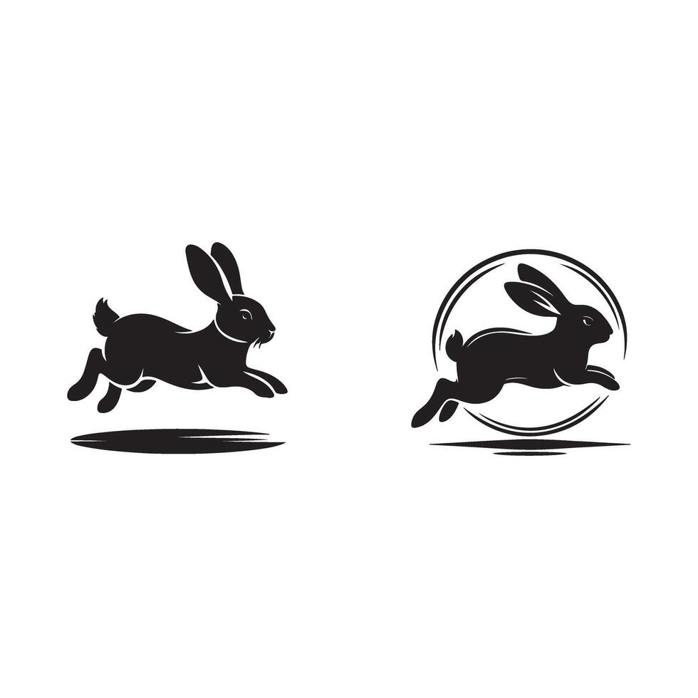 Black and white rabbit logo design vector