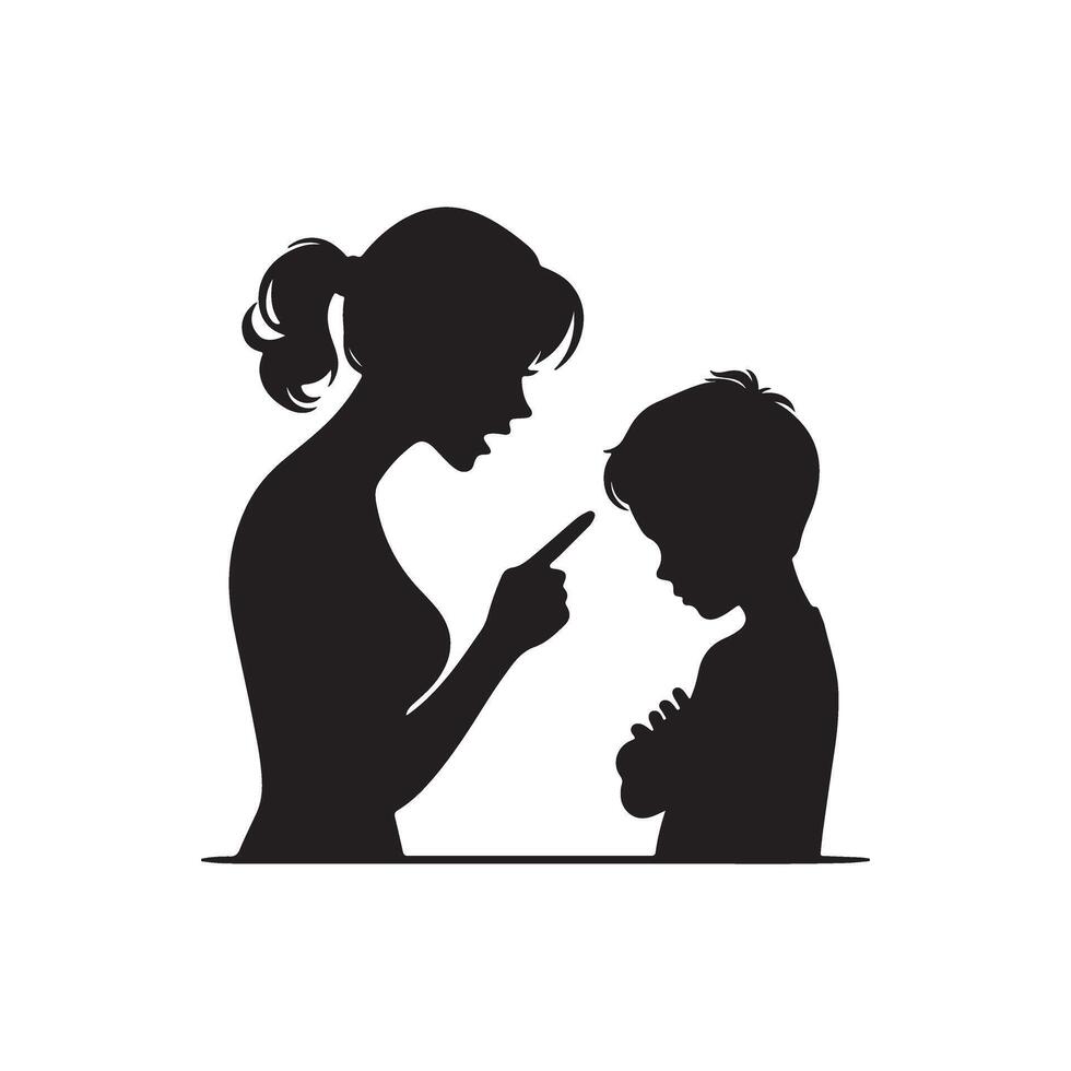 Silhouette of a woman talking to a child vector