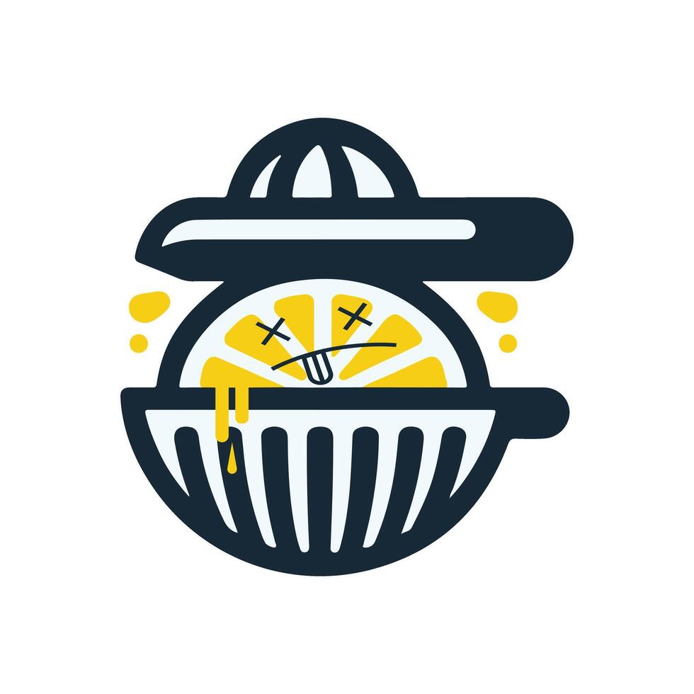 A lemon slice is being squeezed by a hand vector