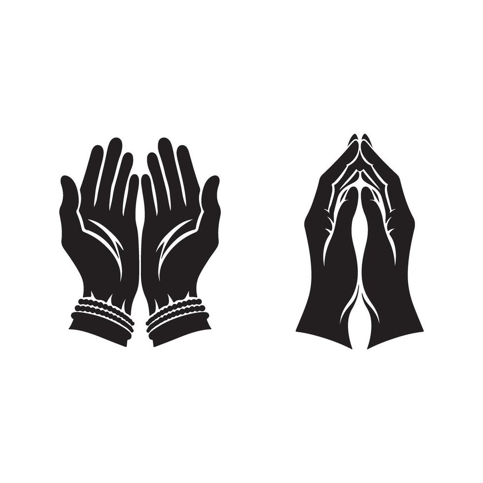 Two hands prayer symbol vector