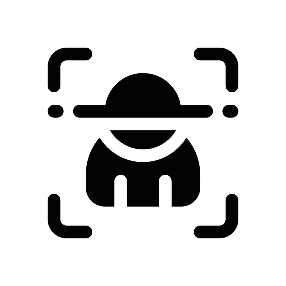 face recognition glyph icon. Strong and solid icon for websites and mobile apps. vector