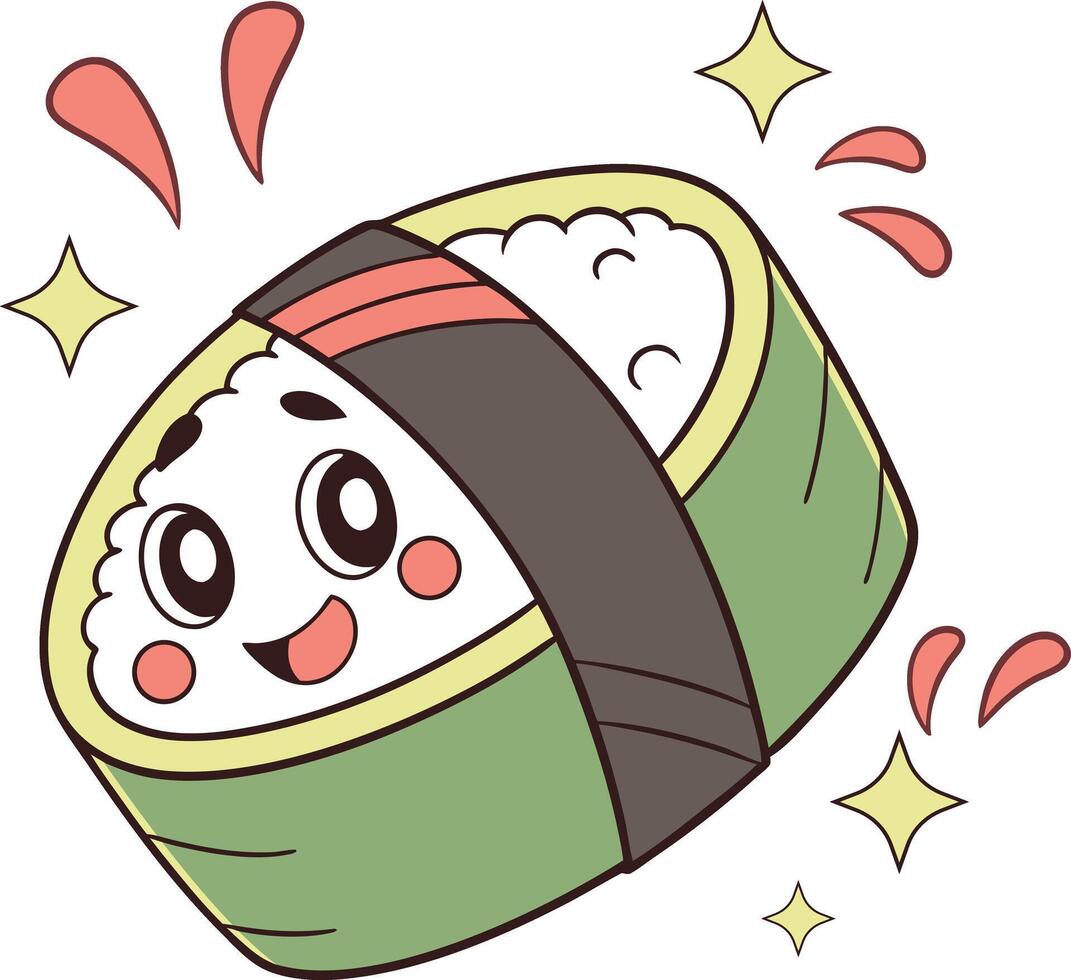 happy cartoon seaweed sheet nori cute face vector