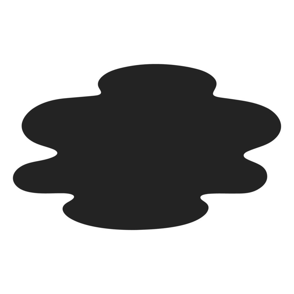 Black cartoon style puddle silhouette icon with smooth edges vector