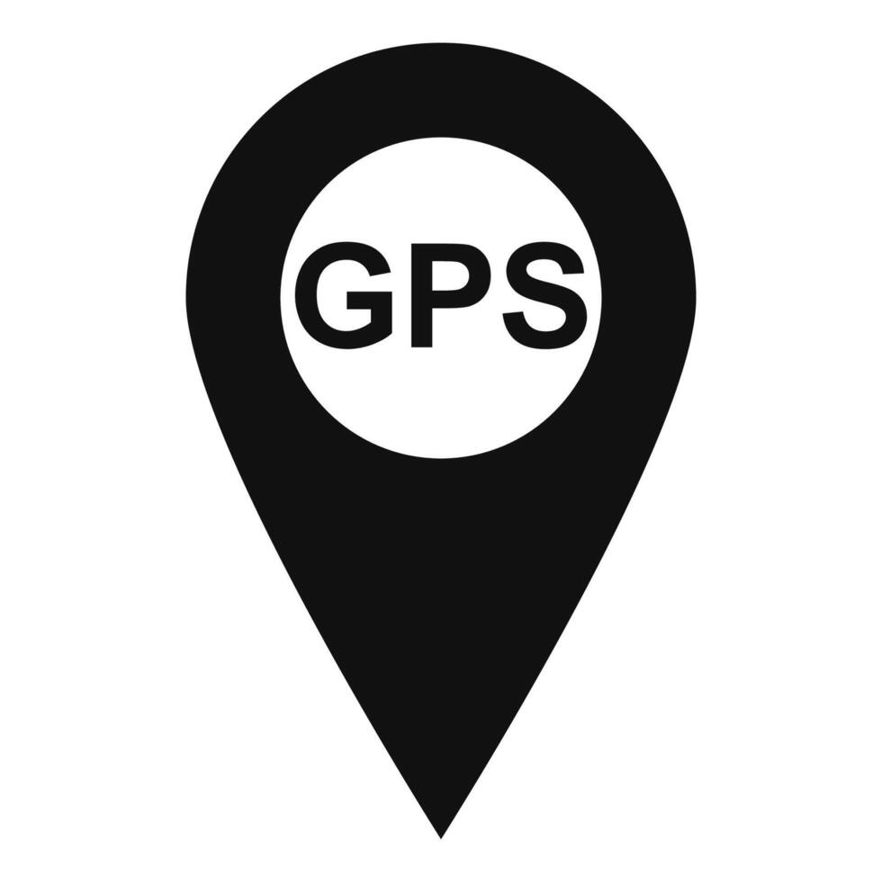 Black GPS Location Pin Icon With Bold GPS Center Text vector