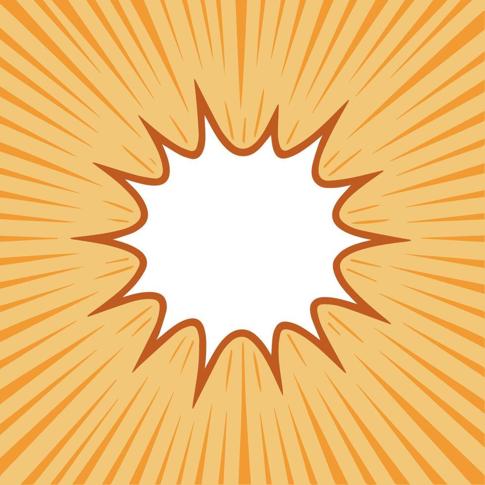 Retro Comic Explosion Burst with Radial Rays Lines, Empty Center vector