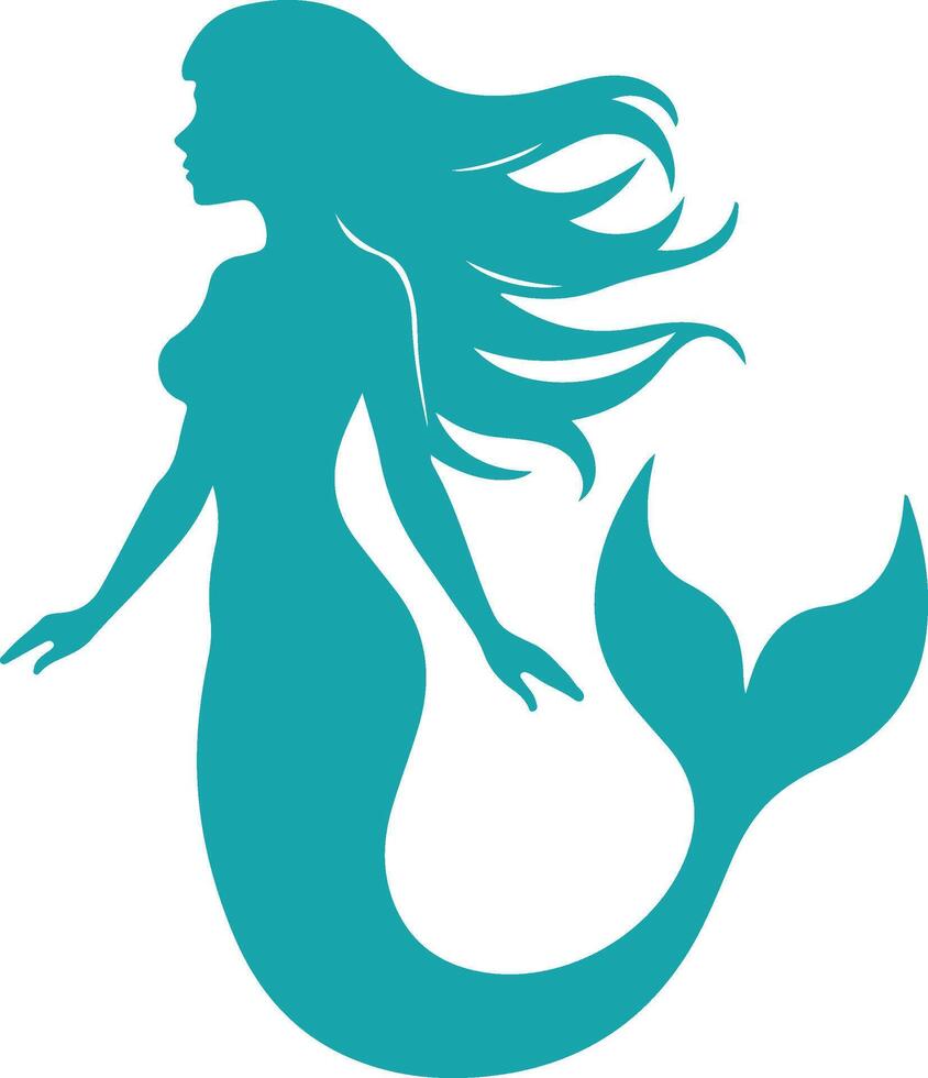 Elegant Mystical Mermaid Silhouette vector