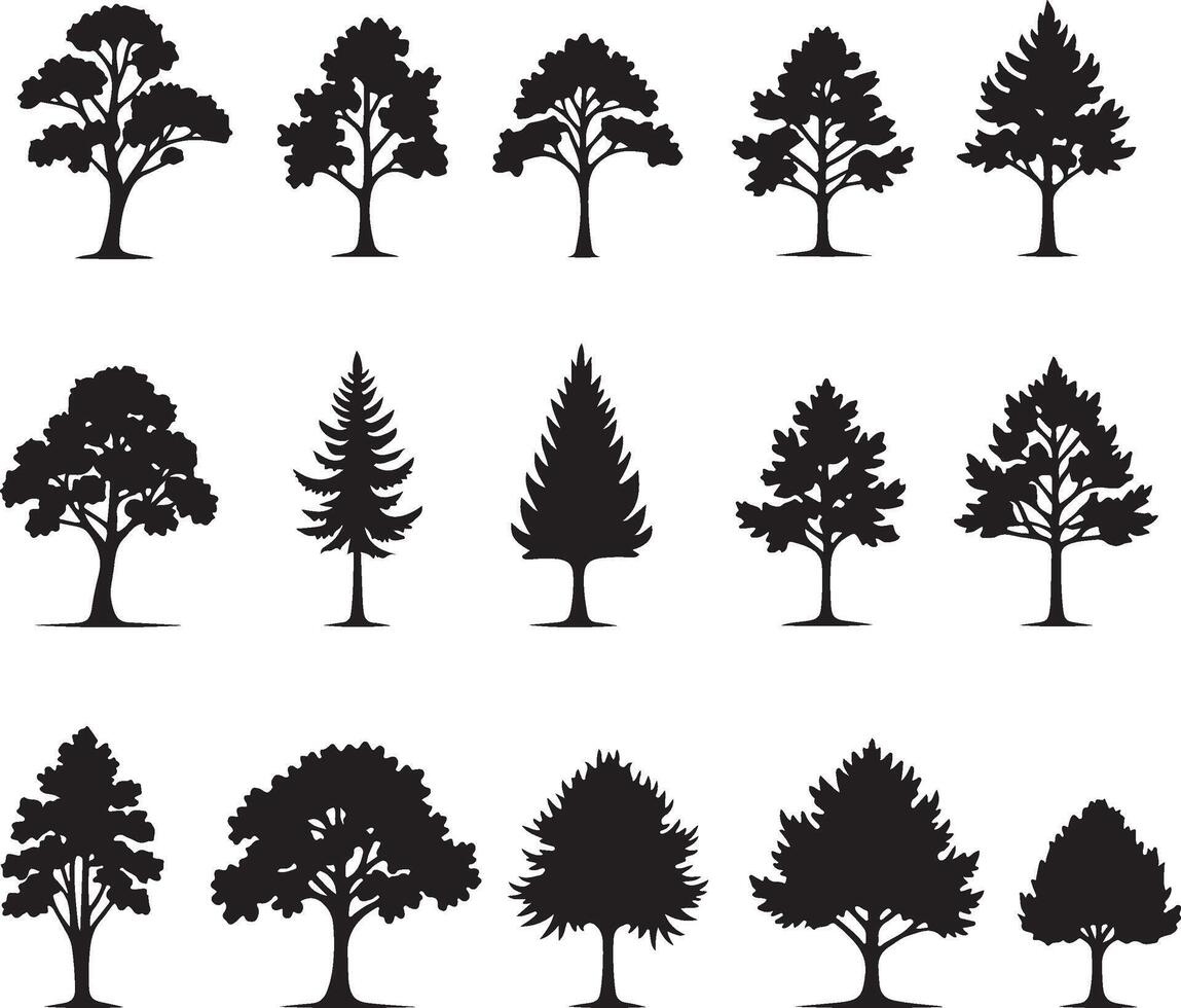 Monochrome Tree Silhouettes vector