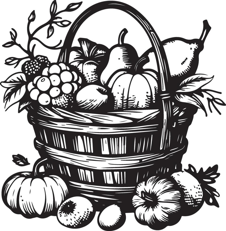 Autumn Fruit Basket Design vector