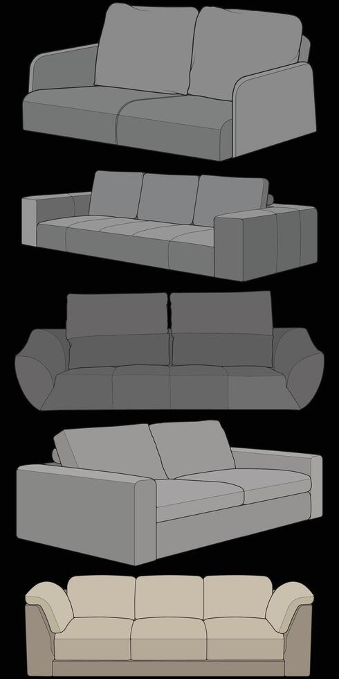 a bundling set of different couches and chairs vector