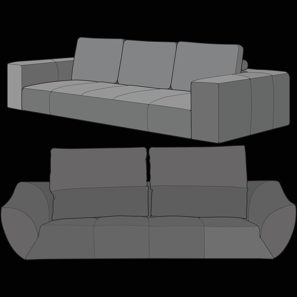 a gray couch and a gray sofa vector