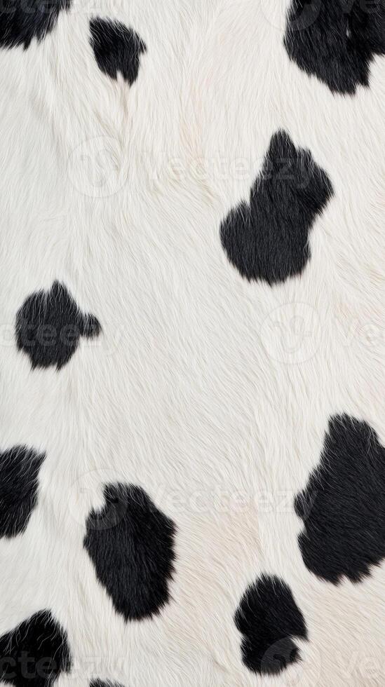 Experience the beauty of a detailed cowhide pattern showcasing bold black and soft white markings that evoke a sense of rustic elegance in home decor photo