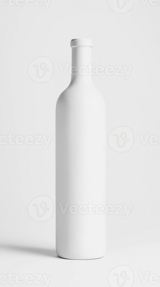 A smooth, white bottle stands upright against a plain backdrop, capturing attention with its clean lines and modern aesthetic, perfect for design enthusiasts photo