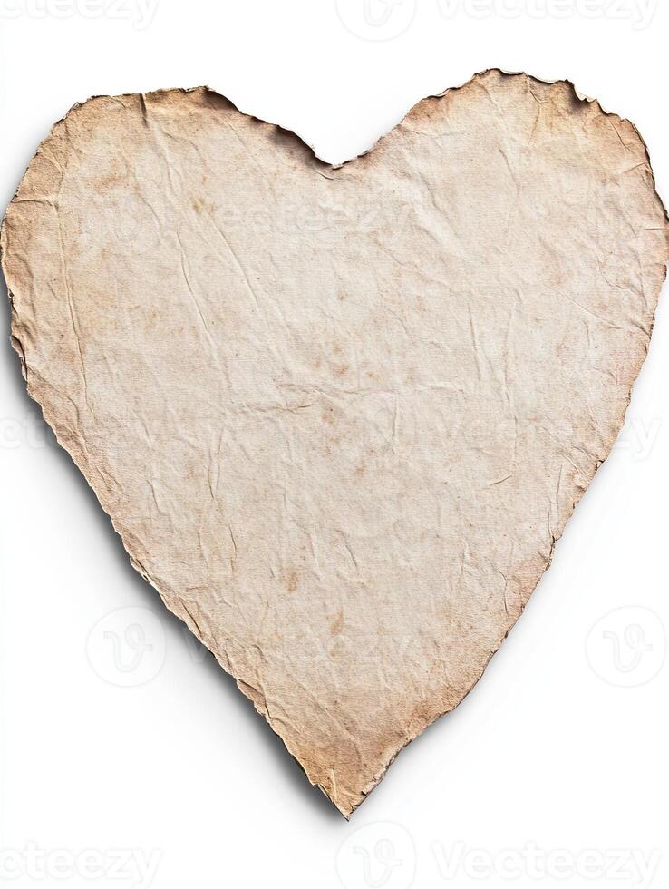 Heart shaped vintage paper valentine evokes nostalgia and romance, ideal for creating personalized love notes for special occasions and heartfelt expressions photo