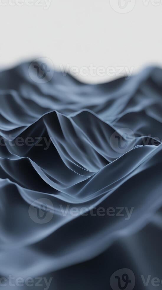 The mountainous landscape features dramatic peaks and valleys under contrasting dark blue lighting, emphasizing its depth and intricate texture photo