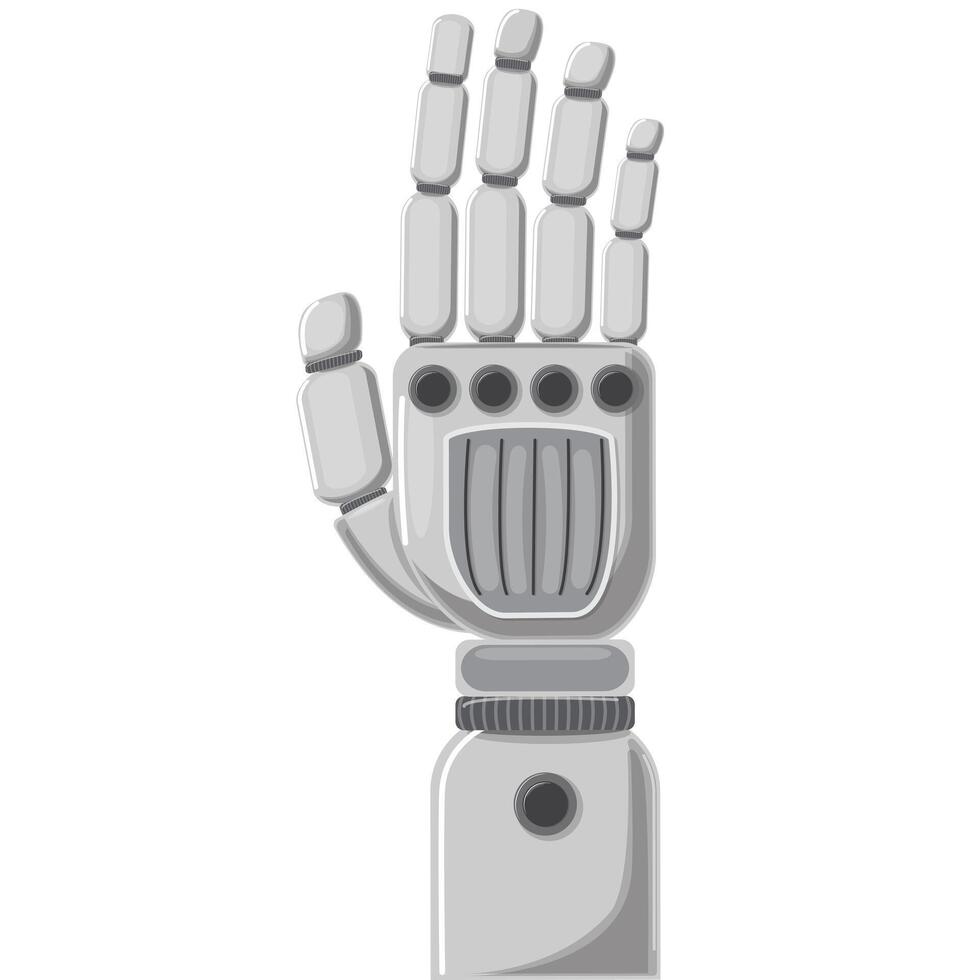Futuristic mechanical hand illustration isolated on white, ideal for tech or industrial-themed projects vector