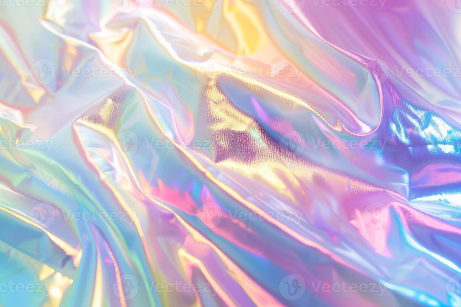 A stunning iridescent surface reflects a dreamy array of pastel colors, creating a visually captivating atmosphere glowing under gentle illumination photo
